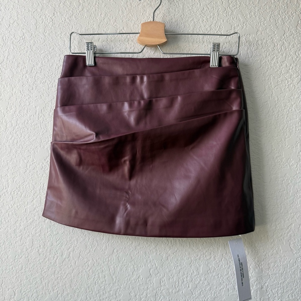 Princess Polly Kalilah Deep Burgundy Faux‎ Leather Mini Skirt NWT